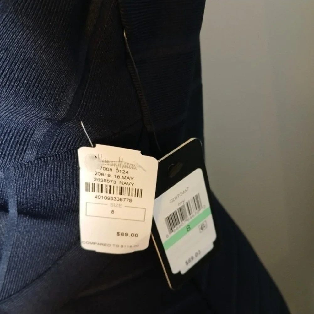 Guess Navy Blue Halter Lattice Neck Bandage Flare Cocktail Dress GDKP2467 Size 8 - Picture 5 of 13